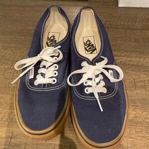 Vans Dark Blue Canvas Shoes with White Accents
